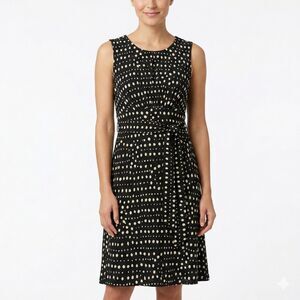 Julian Taylor Sleeveless Geometric Belted Dress 14